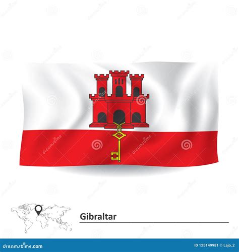 Flag of Gibraltar stock vector. Illustration of cutout - 125149981