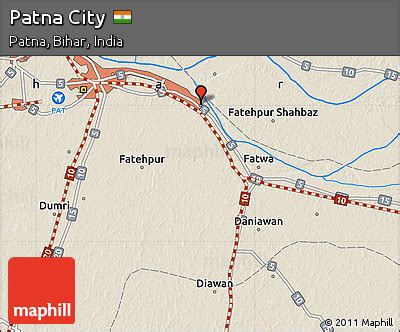 Free Shaded Relief Map of Patna City