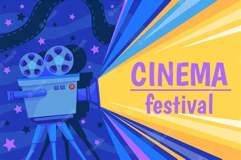 Premium Vector | Cartoon cinema poster movie festival film presentation retro video camera or ...