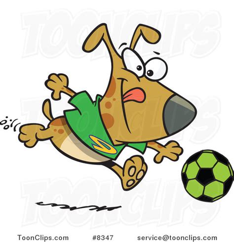 Cartoon Dog Playing Soccer #8347 by Ron Leishman