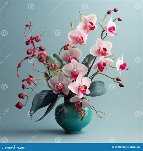 Stunning 3d Orchid Arrangement: Teal, Pink, and Bold Colors Stock Illustration - Illustration of ...