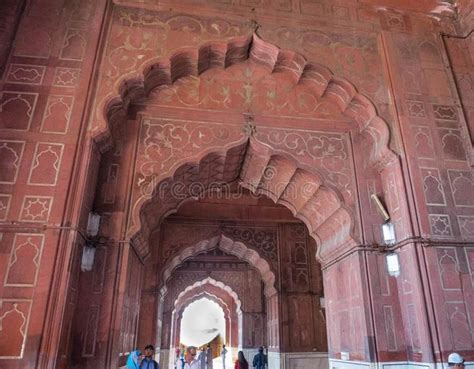 Interior of Jama Masjid Mosque. The interior of the Jama Masjid Mosque in New Delhi, India stock ...