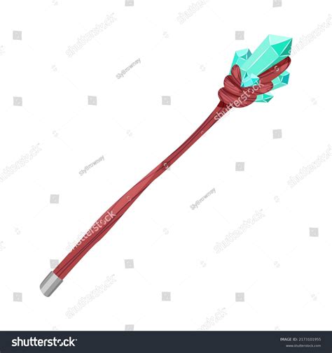 Magic Staff Cartoon Illustration Wooden Wizard Stock Vector (Royalty ...