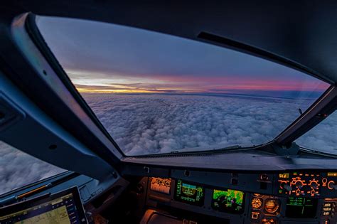 View out of the cockpit of an Airbus … – License image – 71341497 Image ...