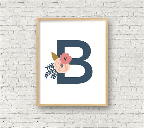 Monogram Letter B Printable Wall Art Girls Nursery 8x10 - Etsy