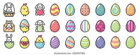 Pixel Art Easter Icons Set Decorated Stock Vector (Royalty Free) 2269927281 | Shutterstock