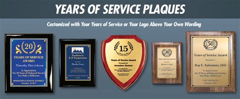 Years of service plaques