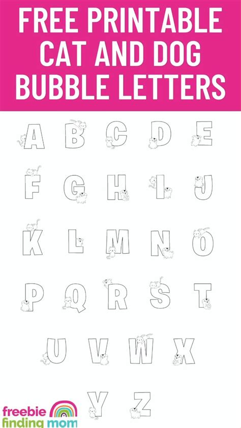 Printable bubble letters cat and dog letters alphabet – Artofit