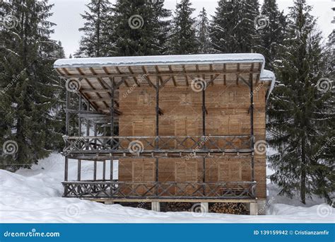 Cabin in the Woods, a House Covered in Snow Stock Photo - Image of ...