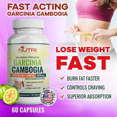 Nutri Botanics Fast Acting Garcinia Cambogia - 60 Weight Loss Pill ...