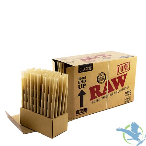 RAW Cone Rolling Papers - Pre-Rolled 1 1/4 Size Cones - Box of 1000 ...