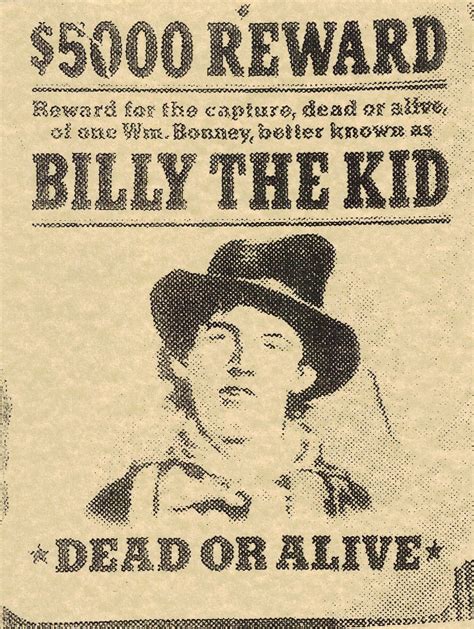 Bunkhouse Bargains: Billy the Kid Wanted Poster | Billy the kids, Old ...