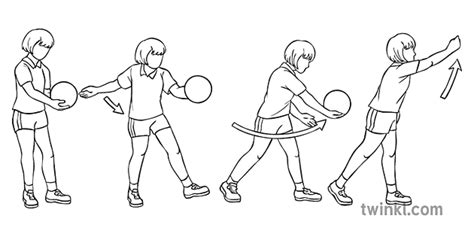 underarm serve volleyball Series sport pe secondary bw rgb Illustration