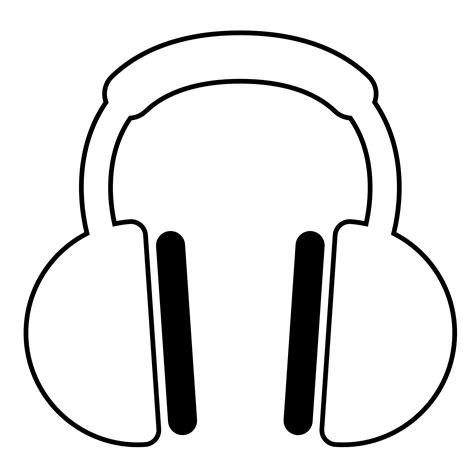 Music Headphones Icon Black White Line Art Coloring Book Colouring ... - Cliparts.co