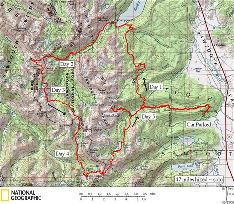 Sawtooth Solo Route Map | This map depicts a 5 day, 47 mile … | Flickr