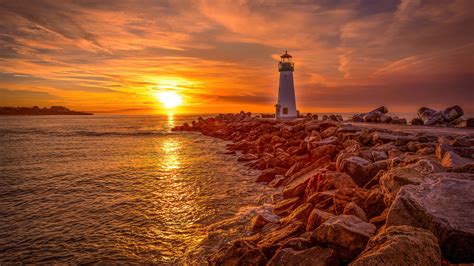 2048x1152 Lighthouse Sunrise And Sunset 4k Wallpaper,2048x1152 ...