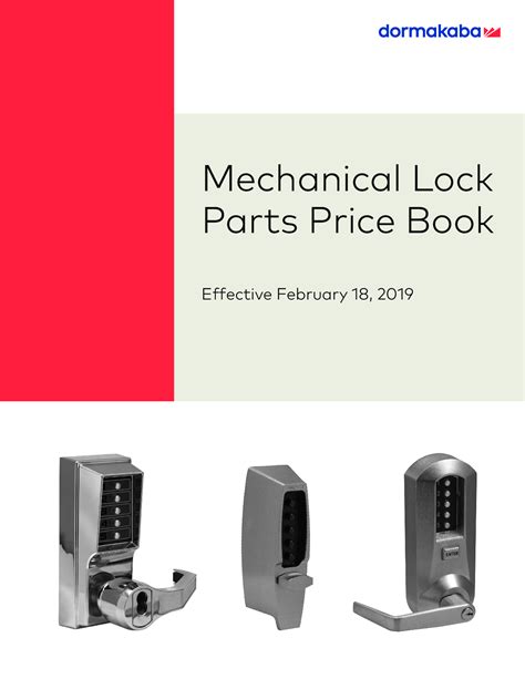 Kaba Access 2019 Mechanical Lock Parts Price Book (2/18/19) Pushbutton (Simplex)