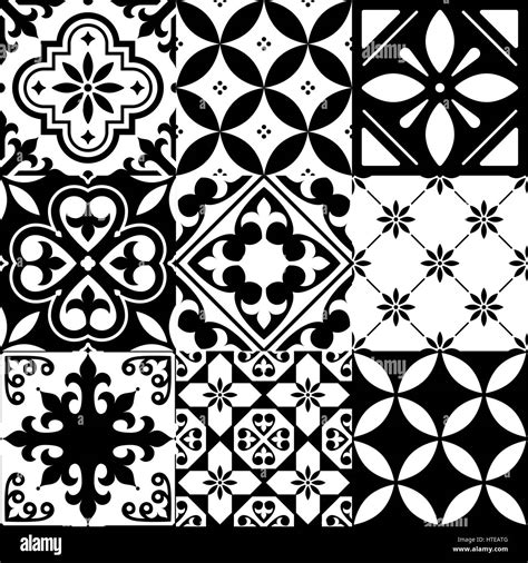 Spanish tiles, Moroccan tiles design, seamless black pattern Stock Vector Image & Art - Alamy