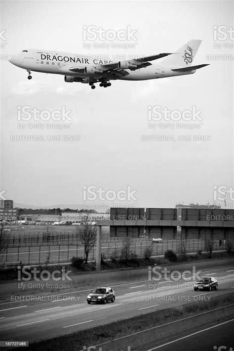 Boeing 747 Cargo Plane Landing Approach Frankfurt Airport Stock Photo ...