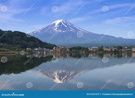 Mount Fuji during Winter Seen from Lake Fujikawaguchiko, Japan. Stock Photo - Image of blue ...