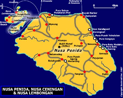 info NUSA PENIDA: Peta Nusa Penida, Nusa Lembongan dan Nusa Ceningan (Kab Klungkung, Bali)