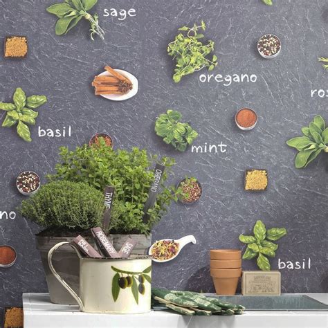 Herbs and Spices Wallpaper Rasch 930900 | Cool wall decor, Herbs, Herbs ...