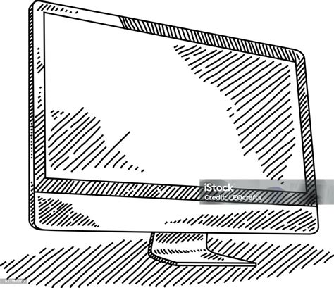 Ilustración de Monitor De Computadora Dibujo y más Vectores Libres de Derechos de Blanco y negro ...