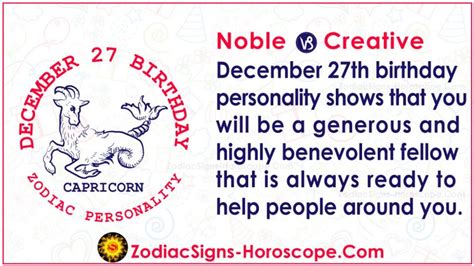 December 27 Zodiac (Capricorn) Horoscope Birthday Personality and Lucky ...