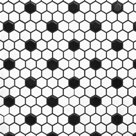 White and Black Hexagon II Porcelain Mosaic | Porcelain mosaic ...