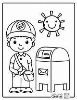Coloring Mailman Pages Mail Carrier Postman Community Helpers Post  sketch template