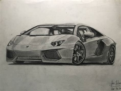 Lamborghini Car - 27x37.8cm Original Pencil unframed drawing - Car ...