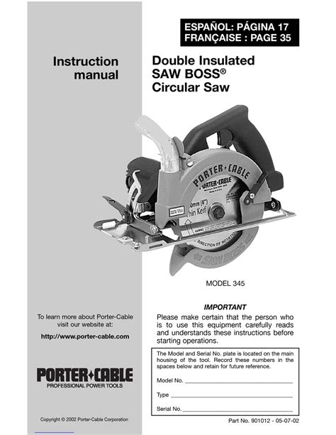 PORTER-CABLE SAW BOSS 345 INSTRUCTION MANUAL Pdf Download | ManualsLib