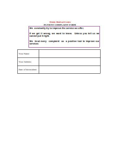 21+ Patient Complaint Form Templates in PDF | DOC | Free & Premium ...