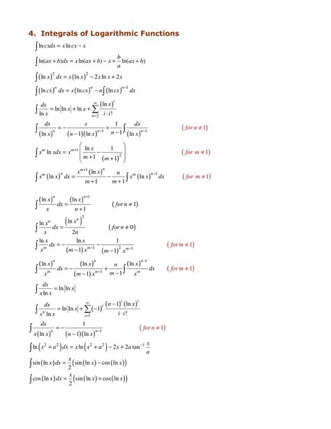 Integration Formula For Trigonometry Function