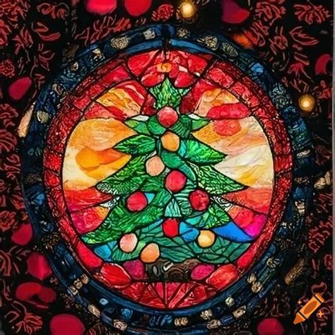 Christmas stained glass pattern for printing on Craiyon