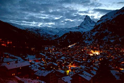 How beautiful is Zermatt in Switzerland at night... and yes that's The ...