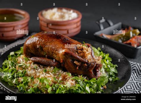 Arabic Cuisine; Egyptian traditional stuffed pigeon or "Hamam Mahshi ...