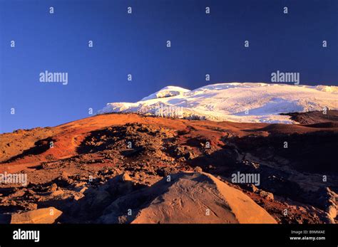 Ecuador, Cotopaxi Province, Cotopaxi National Park, Cotopaxi volcano, snow-covered summit ...