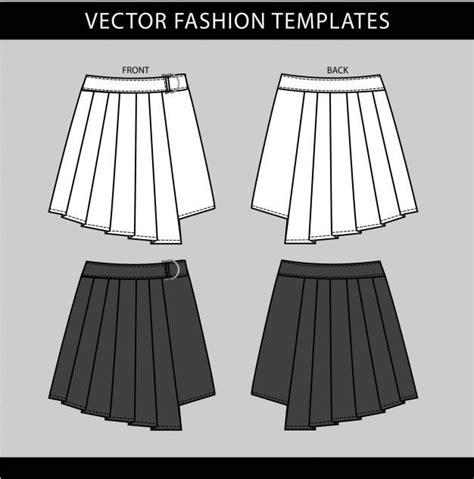 Premium Vector | Pleated mini skirt fashion flat sketch template | Pleats fashion, Mini skirt ...