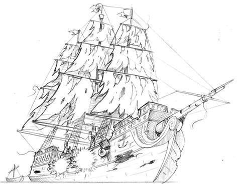 Pirate Ship Sketch at PaintingValley.com | Explore collection of Pirate ...