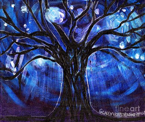 Blue Tree At Night Painting by Genevieve Esson