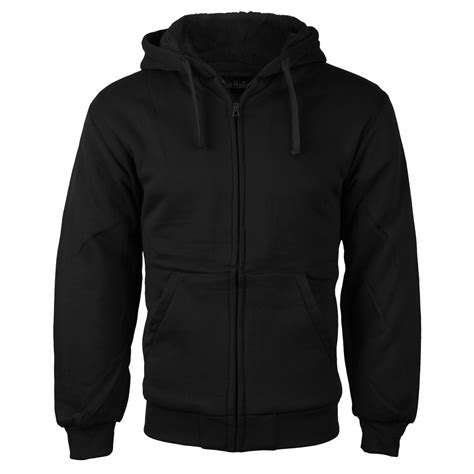 Men's Premium Athletic Soft Sherpa Lined Fleece Zip Up Hoodie Sweater Jacket (Black,2XL ...