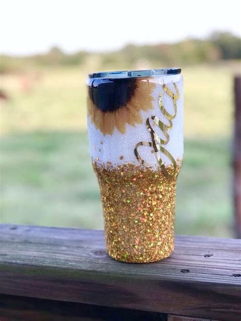 Sunflower Glitter Tumbler// // Gifts// | Etsy | Yeti cup designs ...