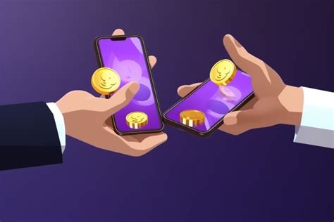 3d illustration. Cartoon characters businessmen hands with golden coin, sticking out the smart ...