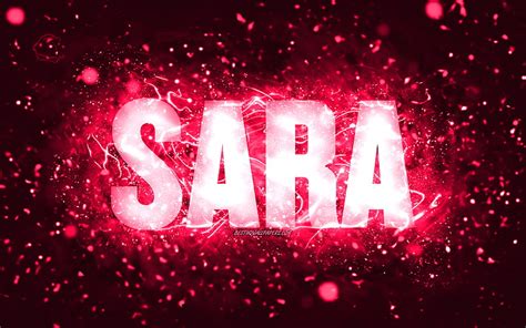 Happy Birtay Sara pink neon lights, Sara name, creative, Sara Happy ...