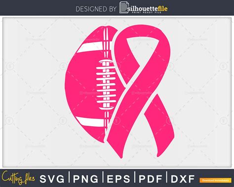 Pink Football Breast Cancer awareness October Month svg png digital file | Silhouettefile ...