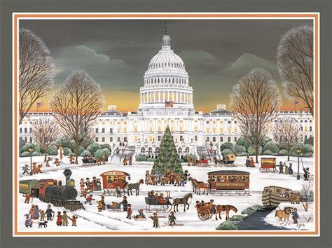 a painting of the capital building in washington d c with people and ...