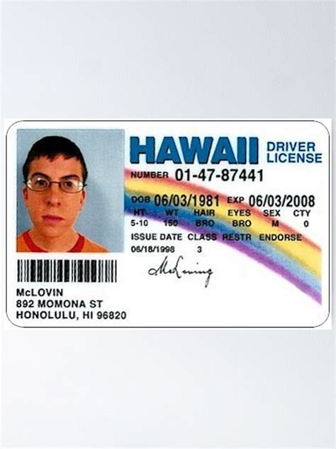 "Mclovin Fake ID" Poster for Sale by mbk1745 | Redbubble