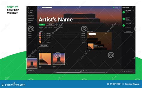 Spotify Artist Profile Mockup Mobile Vector Illustration ...