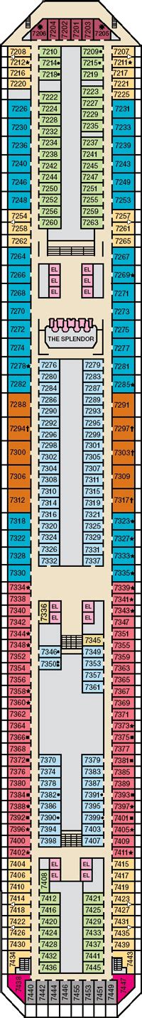 Carnival Splendor Deck plan & cabin plan from 29/04/2016 until 10/05/2019